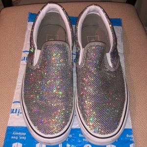 Women’s size 8 vans silver gently used twice